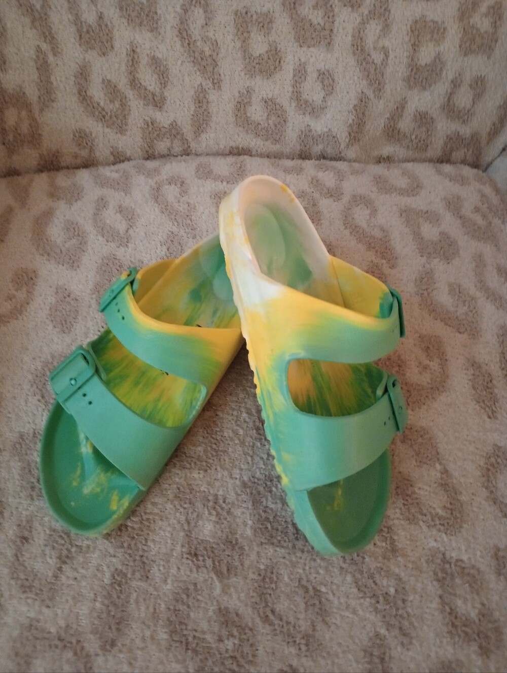 Birkenstock Green and Yellow Tie-Dye EVA Sandals